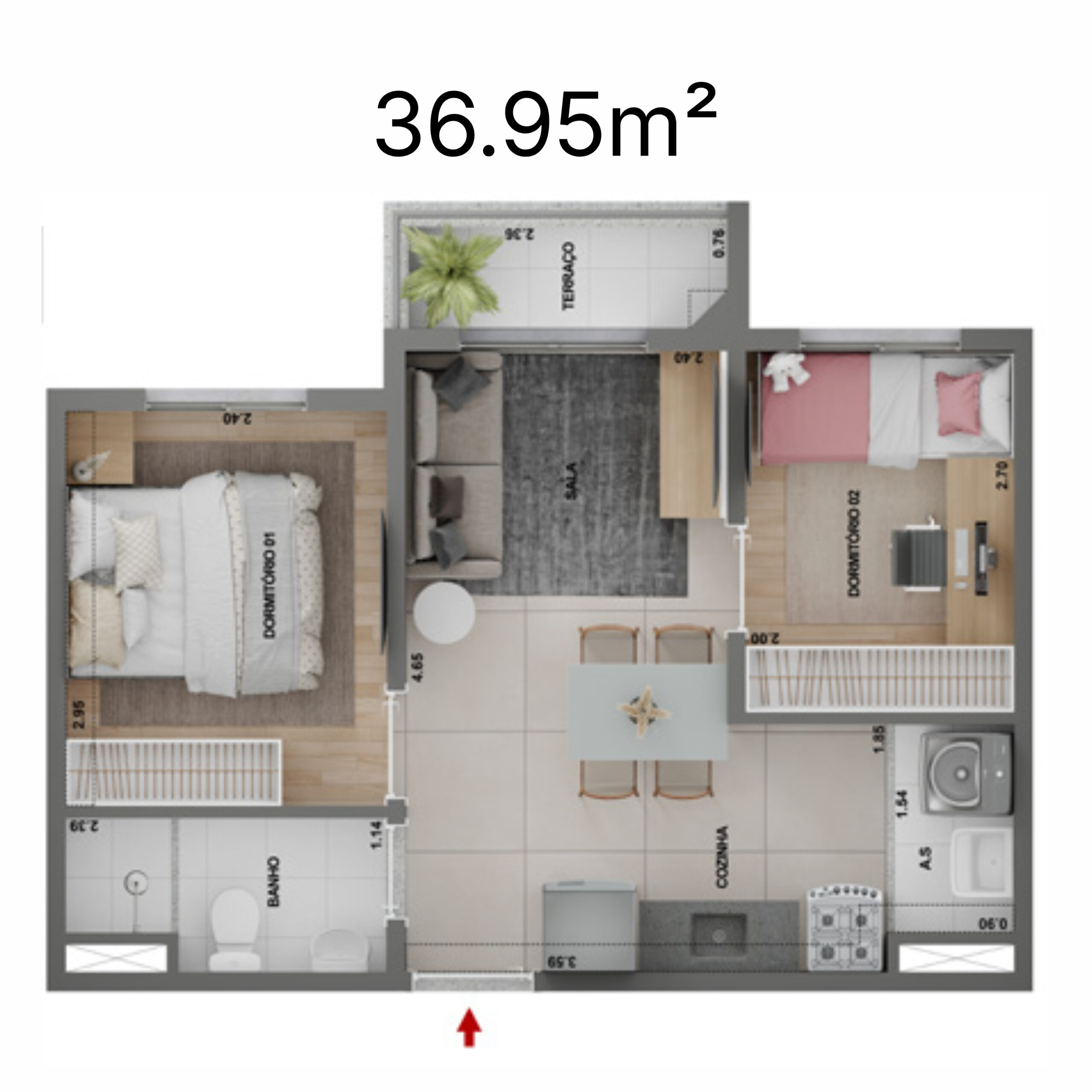36.95m²