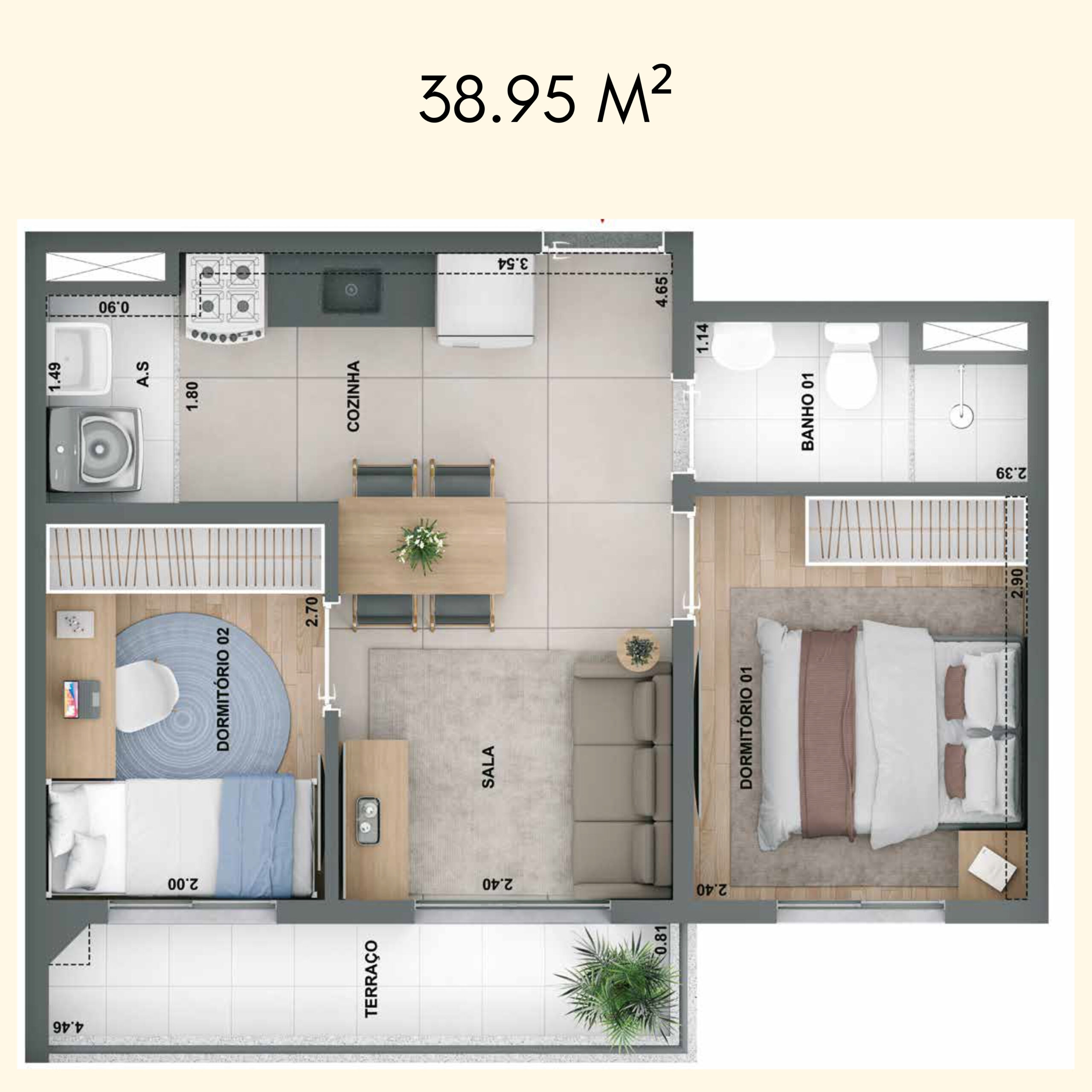 38.95 M²